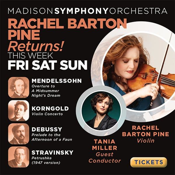 Display ad for Rachel Barton Pine Returns; Madison Symphony Orchestra