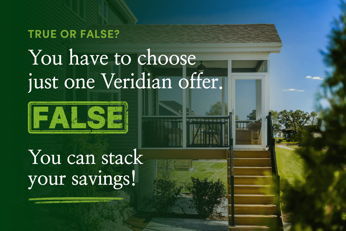 Display ad for Veridian Homes; Stack your savings!