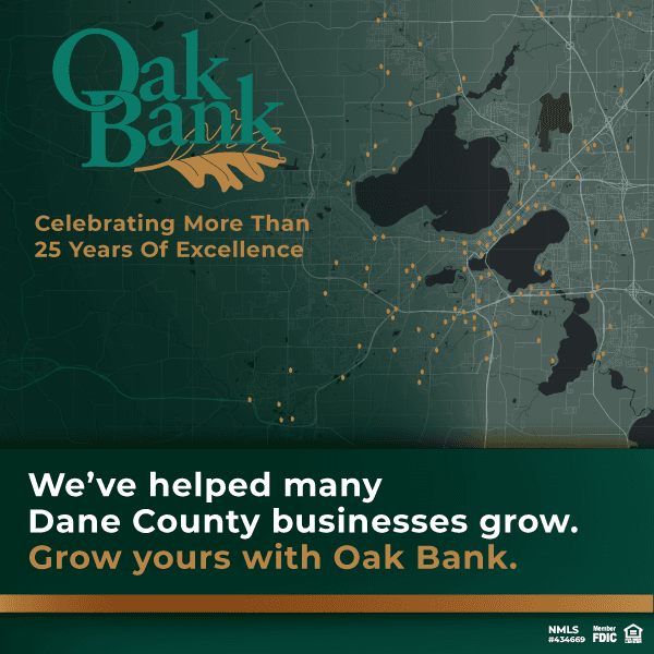 Display ad for Oak Bank; grow your business with Oak Bank