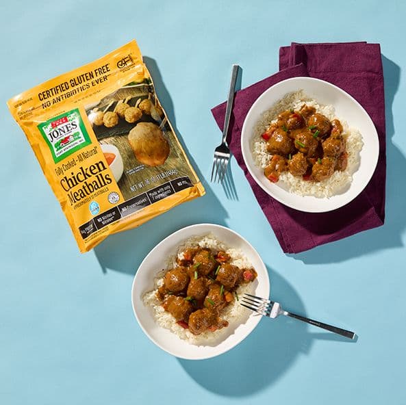 Adds to grocery list, Jones Chicken Meatballs